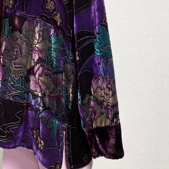 Vintage Chico's Design Silk Velvet Purple Floral W - Picture 7 of 9